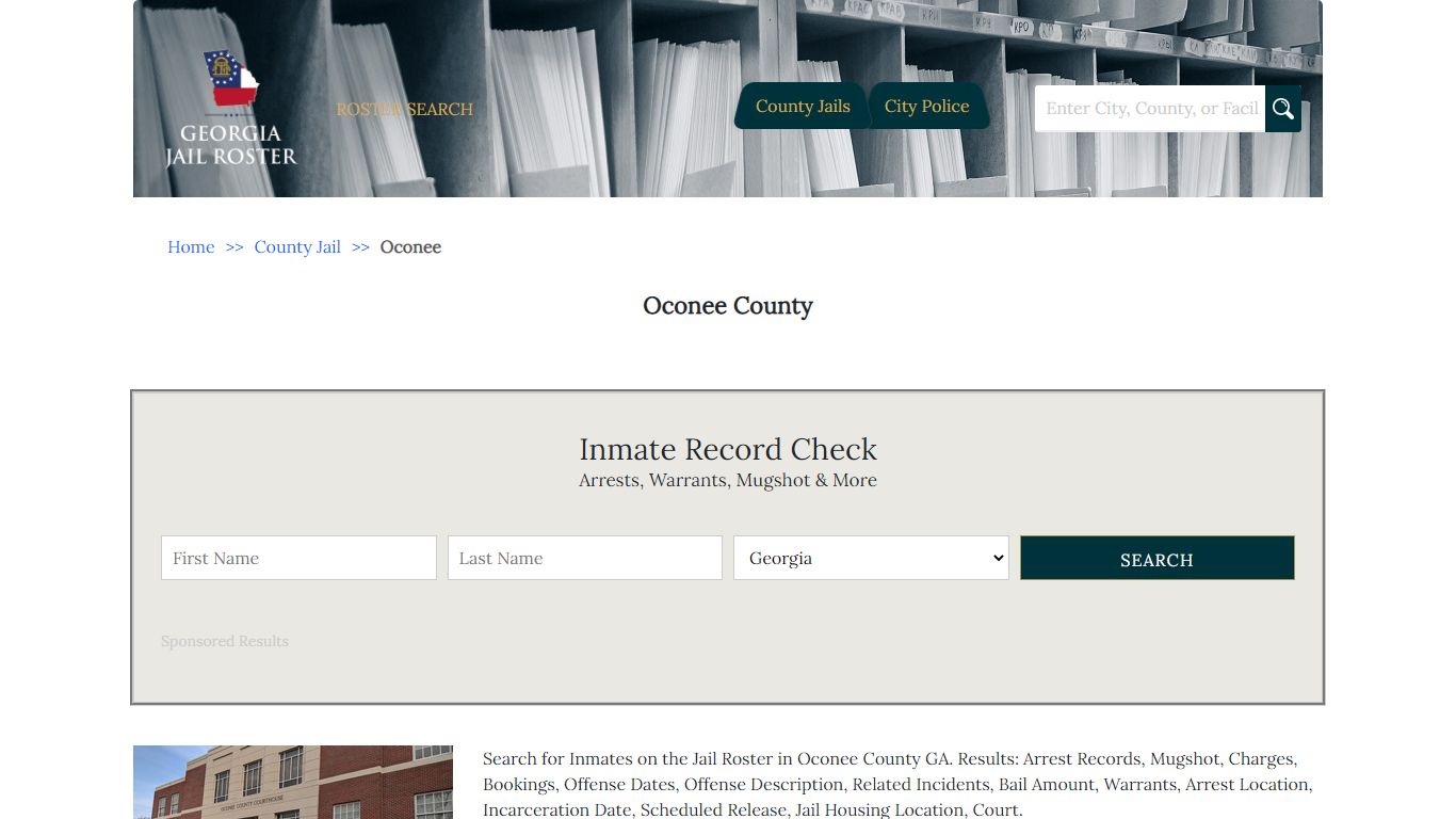 Oconee County - Georgia Jail Inmate Search